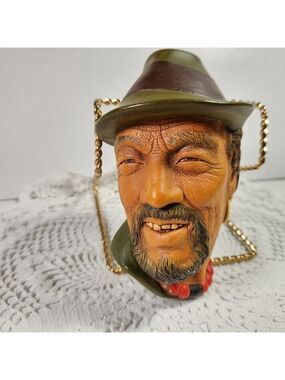 Bossons Chalkware Wall Head • Tibetan Man • 1960s Vintage England